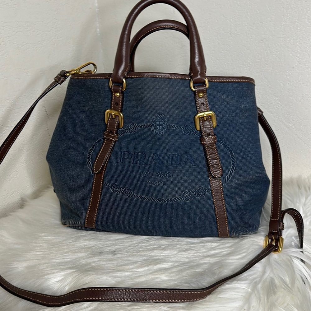 💯Authentic Prada Canapa in Denim🍀